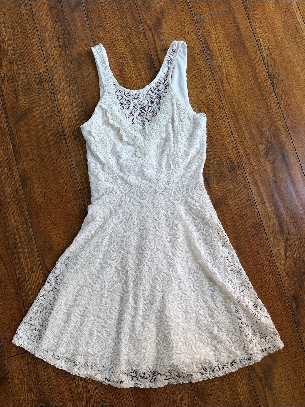 City Triangles White Lace Midi Fit-and-Flare Dress
